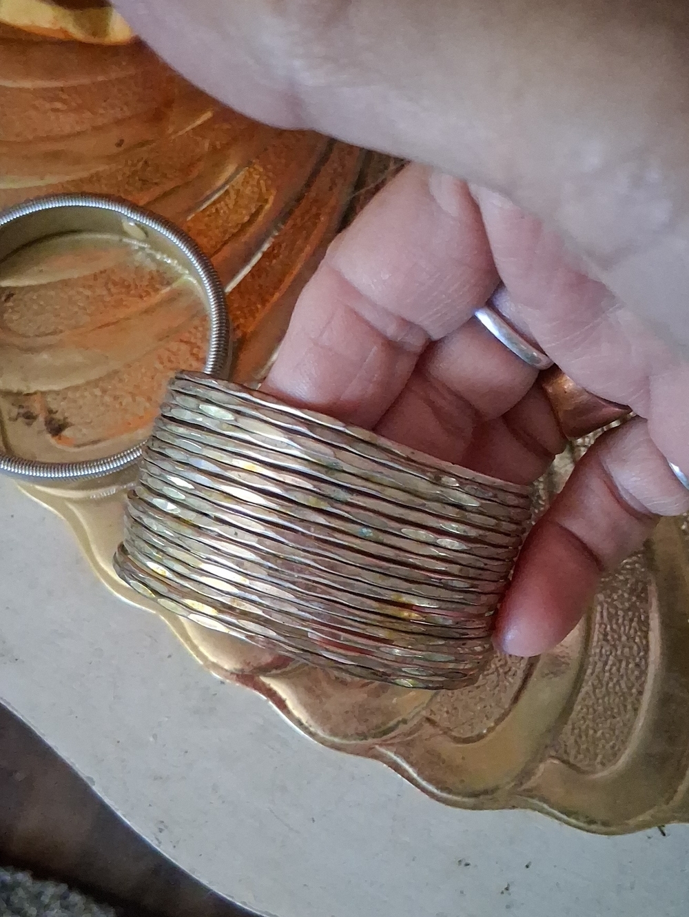 Multi-Row Textured Gold-Tone Bangle Bracelet - Women Jewelry